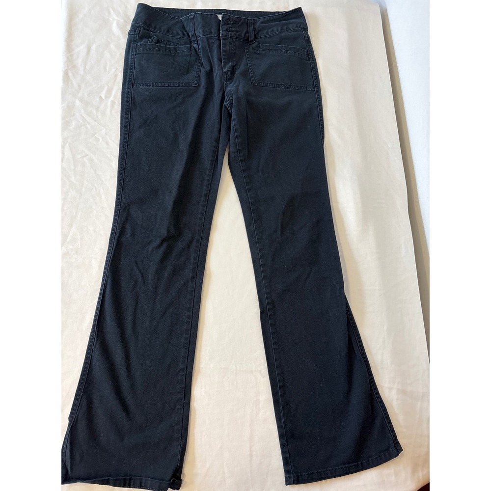 BeBop Black Flare Leg Patch Pocket Utility Pants Size 7 Mid Rise Stretch